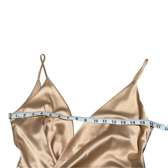 Meshki Satin Elegant Cream Draped Dress Size S - Picture 7 of 11